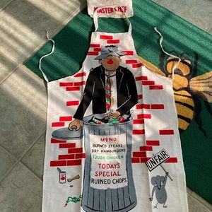 Outdoor BBQ Cooking Apron and Matching Chef Hat